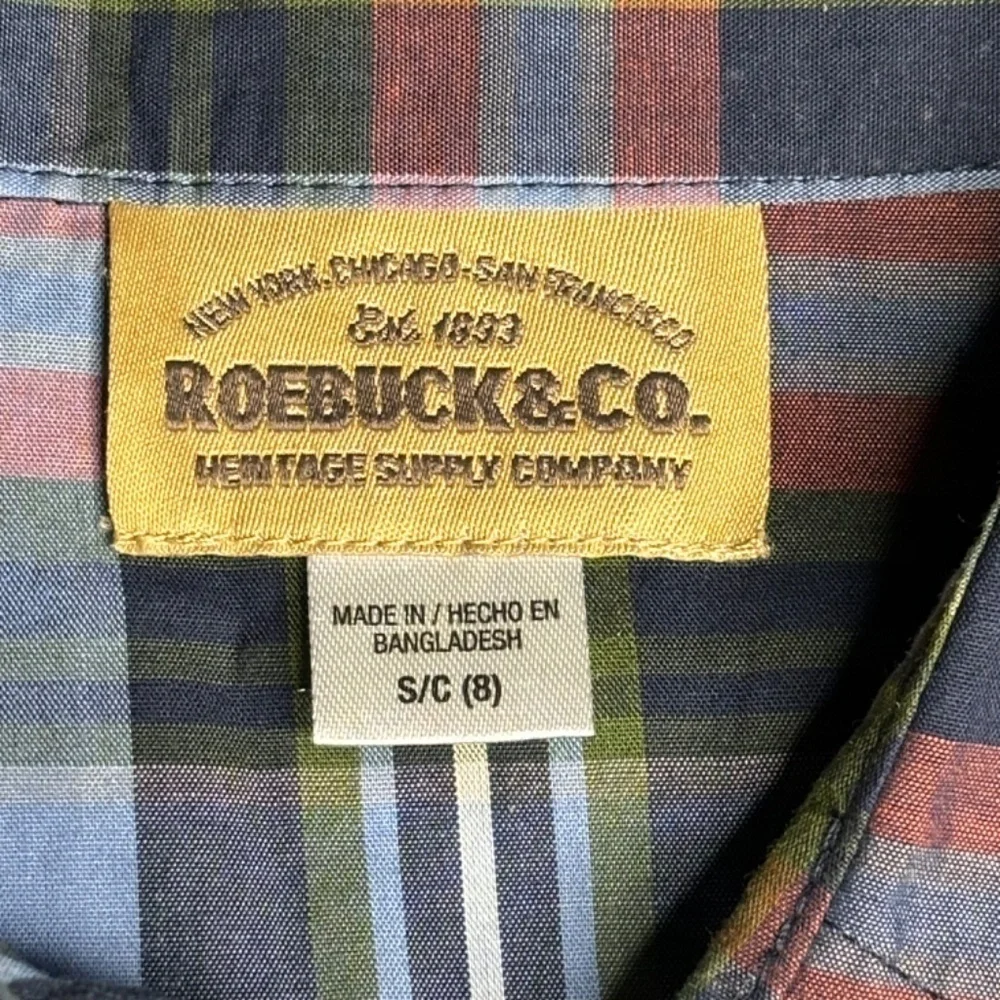 Roebuck & Co‎ Boys Tops Sz Small Plaid Short Sleeve Button Down and T Shirt Set